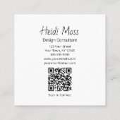 Carte De Visite Carré Modern Design Consultant QR code Black White (Dos)