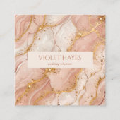 Carte De Visite Carré Modern Elegant Pink Gold Beige Marble (Devant)