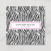 Carte De Visite Carré Modern Elegant Pink Zebra Print Custom (Devant)