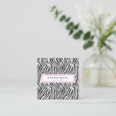 Carte De Visite Carré Modern Elegant Pink Zebra Print Custom (Debout devant)