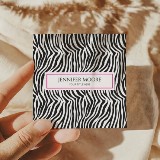 Carte De Visite Carré Modern Elegant Pink Zebra Print Custom