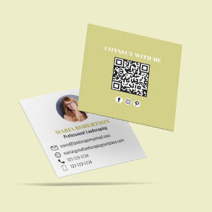 Carte De Visite Carré Modern Gold Professional QR Code Social Media
