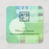 Carte De Visite Carré Modern Green Abstract Minimalist Square Clean (Dos)