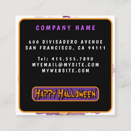 Carte De Visite Carré Modern Halloween Spooky Cute Collection (Dos)