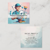 Carte De Visite Carré Modern House Cleaning Maid Service Housekeeping (Devant / Derrière)