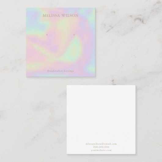 Carte De Visite Carré Modern marble rainbow script lampshade (Devant / Derrière)