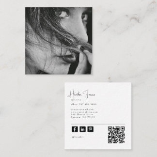 Carte De Visite Carré Modern Minimal Professional Photo Social QR Code