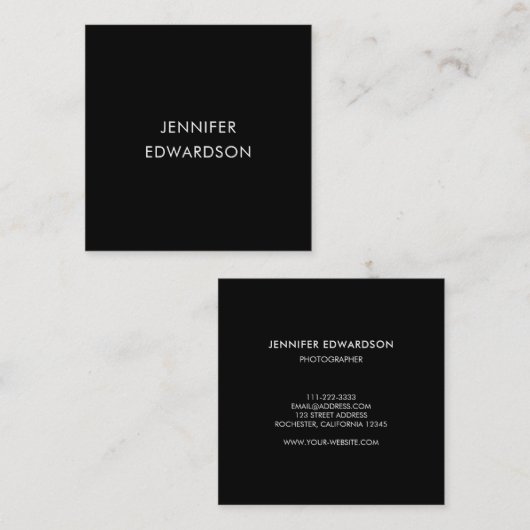Carte De Visite Carré Modern minimalist black professional (Devant / Derrière)