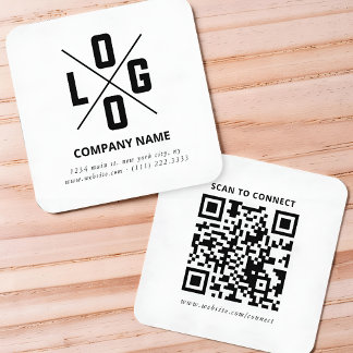 Carte De Visite Carré Modern Minimalist Custom QR Code Logo