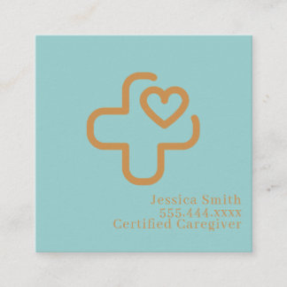 Carte De Visite Carré Modern Minimalist Elegant Professional Caregiver