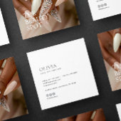 Carte De Visite Carré Modern Minimalist Photo & Socials Nail Technician
