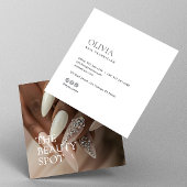 Carte De Visite Carré Modern Minimalist Photo & Socials Nail Technician