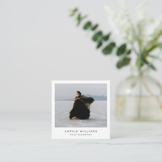 Carte De Visite Carré Modern Minimalist Professional Photo QR Code (Debout devant)