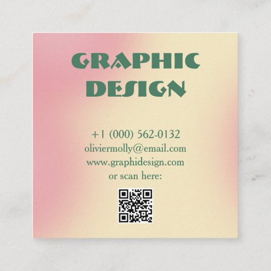 Carte De Visite Carré Modern Pink & Green Gradient Business Card (Dos)