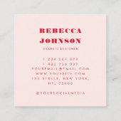 Carte De Visite Carré Modern Pink Red Bold Hi (Dos)