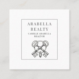 Carte De Visite Carré Modern Realty Company Key Logo