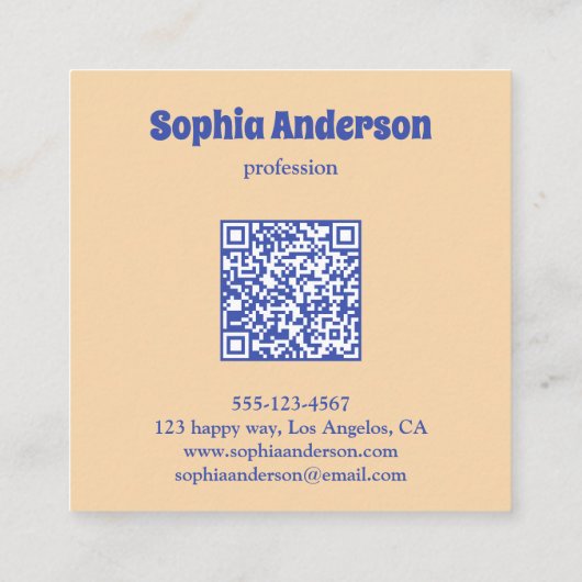 Carte De Visite Carré Modern Retro Checkerboard Qr Code (Dos)