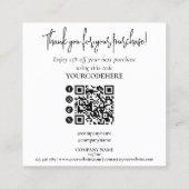 Carte De Visite Carré modern script holographic thank you for your order (Dos)