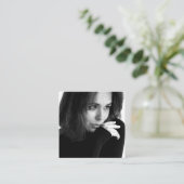 Carte De Visite Carré Modern Script Photo QR Code Author Writer (Debout devant)