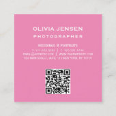 Carte De Visite Carré Modern Simple Photographie Nouveau-né rose code qr (Dos)