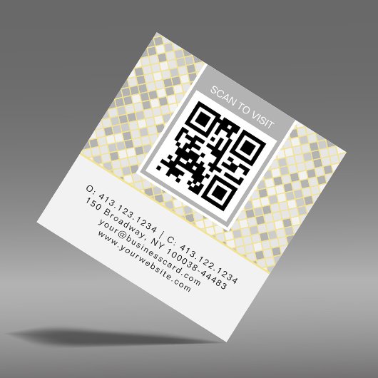 Carte De Visite Carré Modern Square Geometric Pattern QR Code