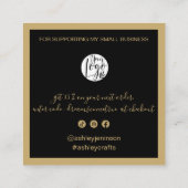 Carte De Visite Carré Modern thank you script order gold black (Dos)