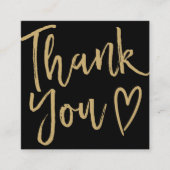 Carte De Visite Carré Modern thank you script order gold black (Devant)