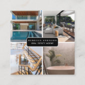 Carte De Visite Carré Moderne 4 Photo Agent immobilier Code QR (Devant)