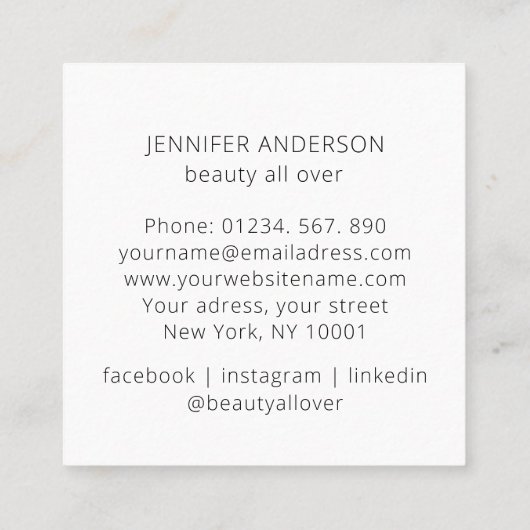 Carte de visite carré moderne à fleurs (Dos)