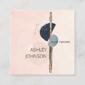 Carte De Visite Carré Moderne Abstrait Enseignant de Flûte Blush et Carr (Devant)