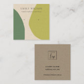 CARTE DE VISITE CARRÉ MODERNE ABSTRAIT LIME VERT KRA ART EARRING AFFICHA (Devant / Derrière)