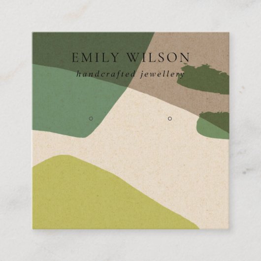 CARTE DE VISITE CARRÉ MODERNE ABSTRAIT LIME VERT KRAFT EARRING AFFICHAGE (Devant)