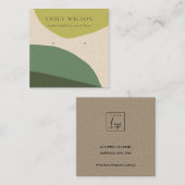 CARTE DE VISITE CARRÉ MODERNE ABSTRAIT LIME VERT KRAFT EARRING AFFICHAGE (Devant / Derrière)