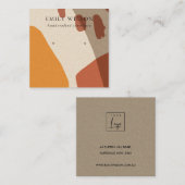 CARTE DE VISITE CARRÉ MODERNE ABSTRAIT TERRACOTTA ART ROUGE ÉCRAN (Devant / Derrière)