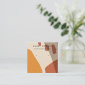 CARTE DE VISITE CARRÉ MODERNE ABSTRAIT TERRACOTTA ART ROUGE ÉCRAN (Debout devant)