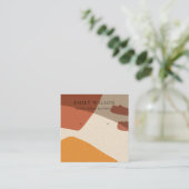 CARTE DE VISITE CARRÉ MODERNE ABSTRAIT TERRACOTTA ART ROUGE ÉCRAN (Debout devant)