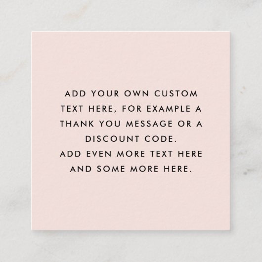 Carte De Visite Carré Moderne affaires rose pâle clair merci insérer (Dos)