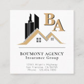 Carte De Visite Carré Moderne Ajoutez votre propre logo professionnel Bl (Devant)