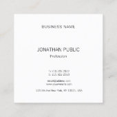 Carte De Visite Carré Moderne Artiste Professionnel Modèle élégant Luxe (Dos)