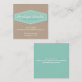 Carte De Visite Carré MODERNE BADGE LOGO pastel bold menthe Eco kraft (Devant / Derrière)