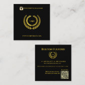 Carte De Visite Carré Moderne Black Gold élégant (Devant / Derrière)