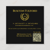 Carte De Visite Carré Moderne Black Gold élégant (Dos)