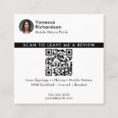 Carte De Visite Carré Moderne blanc critique QR Code Notaire Photo Merci (Dos)