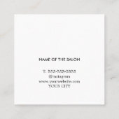 Carte De Visite Carré Moderne Bleu Bleu Noir Gras Coiffeur (Dos)