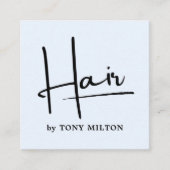 Carte De Visite Carré Moderne Bleu Bleu Noir Gras Coiffeur (Devant)