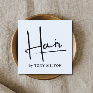 Carte De Visite Carré Moderne Bleu Bleu Noir Gras Coiffeur