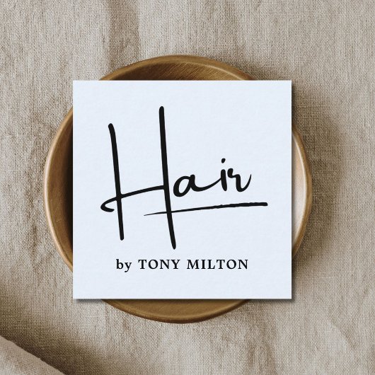 Carte De Visite Carré Moderne Bleu Bleu Noir Gras Coiffeur