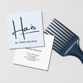 Carte De Visite Carré Moderne Bleu Bleu Noir Gras Coiffeur