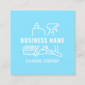 Carte De Visite Carré Moderne Bleu Lumière Avec Qr Code Cleaning Company (Devant)