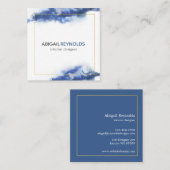 Carte De Visite Carré Moderne Blue Ombre Marbre Professional (Devant / Derrière)